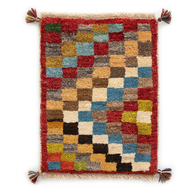 ギャッベ　ペルシャ手織り絨毯　玄関マット　47×60cm