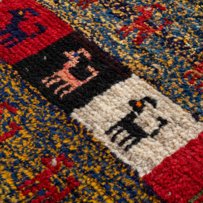ギャッベ　ペルシャ手織り絨毯　玄関マット　44×61cm