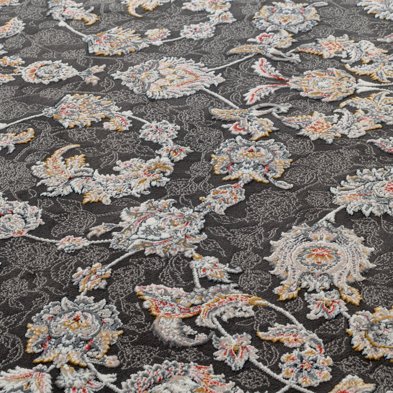 ペルシャカーペット　ラグ　バーラン柄　ダークグレー色　150×200cm