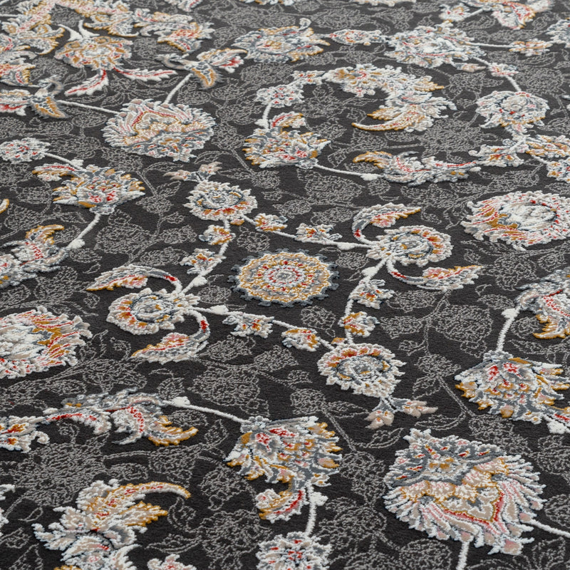 ペルシャカーペット　ラグ　バーラン柄　ダークグレー色　150×200cm