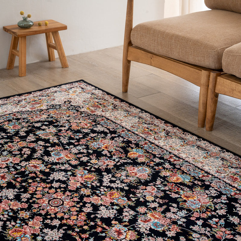 ペルシャカーペット　ラグ　イェキタ柄　ネイビー色　150×200cm
