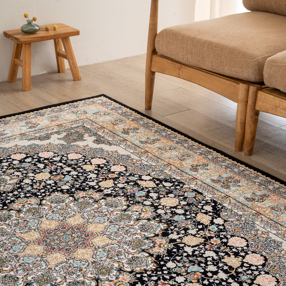 丈夫で水洗い可能なクラシック柄ペルシャ絨毯：床暖房対応のシルク