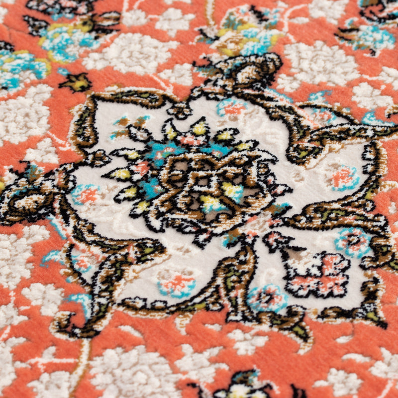 ペルシャカーペット　ラグ　スーザン柄　サーモンピンク　150×200cm
