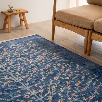 ペルシャカーペット　ラグ　ゼンデギ柄　ブルー　150×200cm