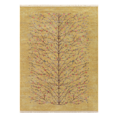 ペルシャカーペット　ラグ　ゼンデギ柄　オリーブイエロー色　150×200cm