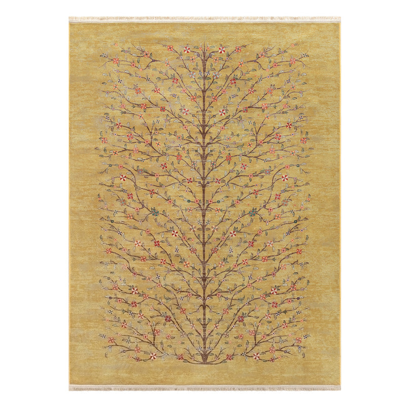 ペルシャカーペット　ラグ　ゼンデギ柄　オリーブイエロー色　150×200cm