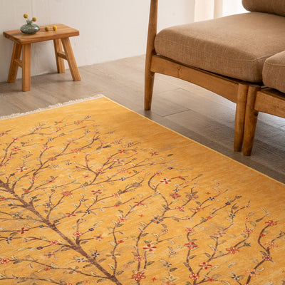 ペルシャカーペット　ラグ　ゼンデギ柄　サフラインイエロー　150×200cm