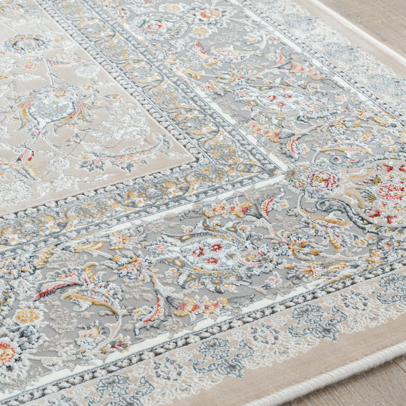 ペルシャカーペット　ラグ　バーラン柄　アイボリー色　200×250cm