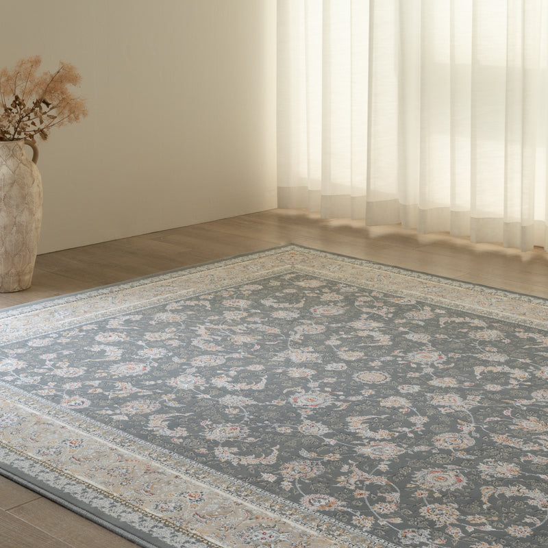 ペルシャカーペット　ラグ　バーラン柄　シルバーグレー色　200×250cm