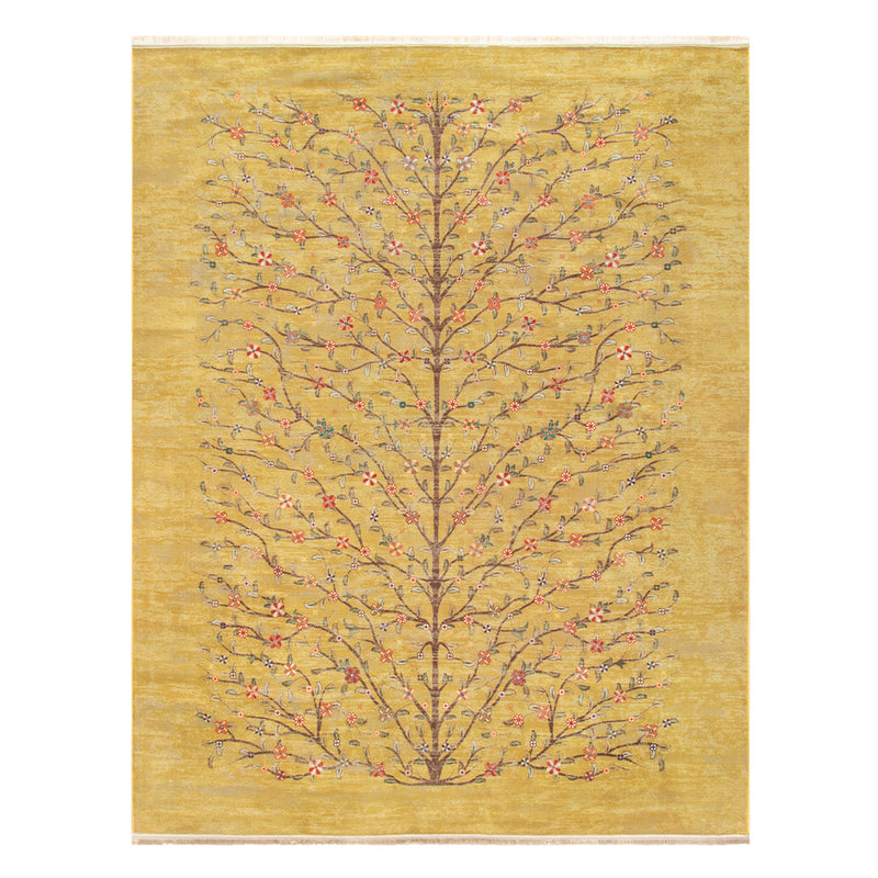 ペルシャカーペット　ラグ　ゼンデギ柄　オリーブイエロー色　200×250cm