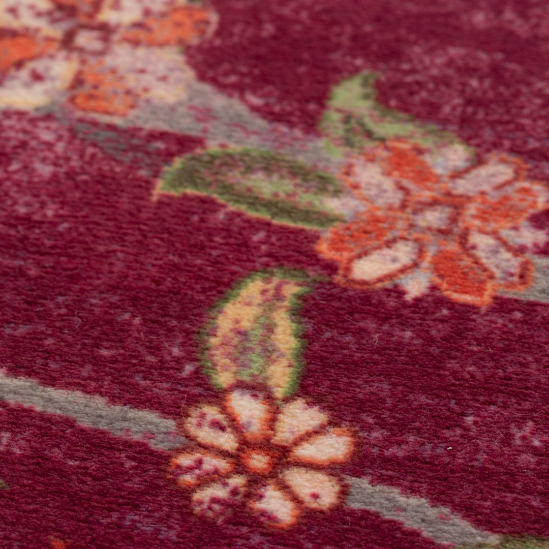 ペルシャカーペット ラグ ゼンデギ柄 ワインレッド 200×250cm