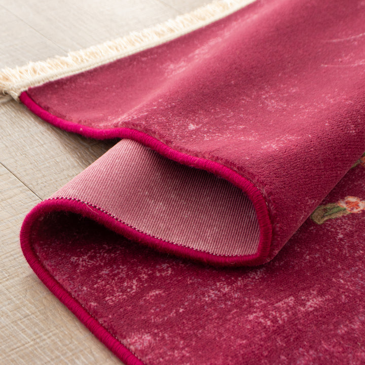 ペルシャ赤い絨毯、カーペット　大きい ペルシャカーペット ラグ ゼンデギ柄 ワインレッド 200×250cm