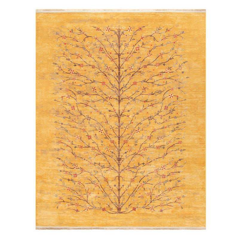 ペルシャカーペット　ラグ　ゼンデギ柄　サフランイエロー　200×250cm