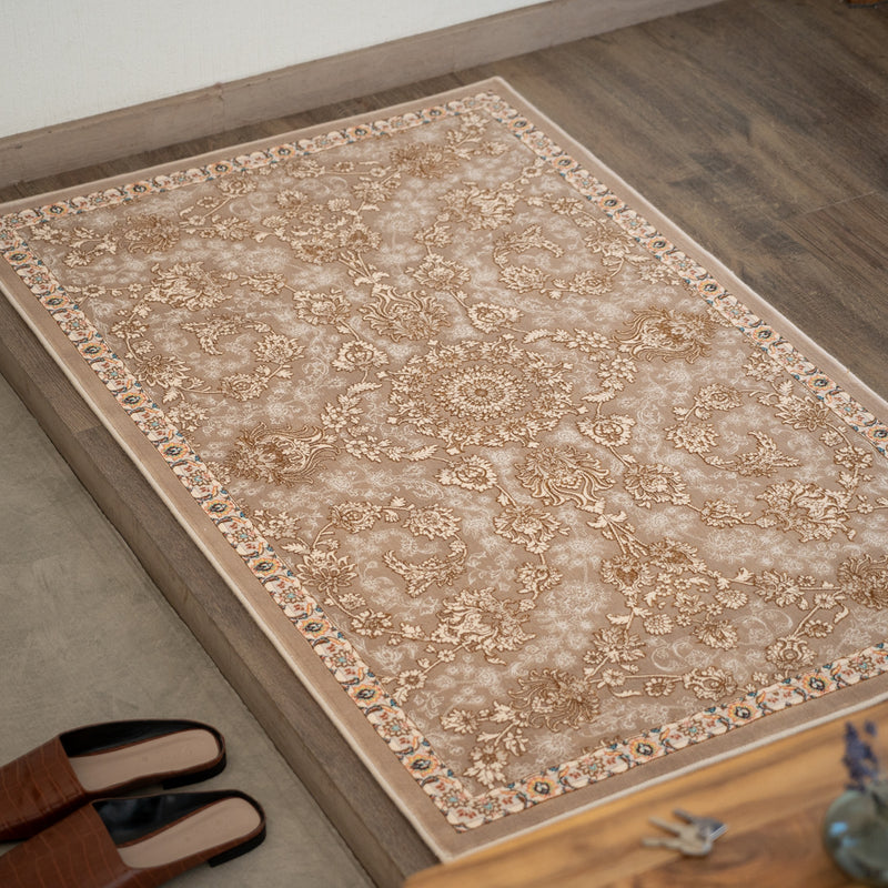 ペルシャカーペット玄関マット　マールー柄　ベージュ色　75×120cm