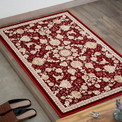ペルシャカーペット玄関マット　マールー柄　レッド色　75×120cm