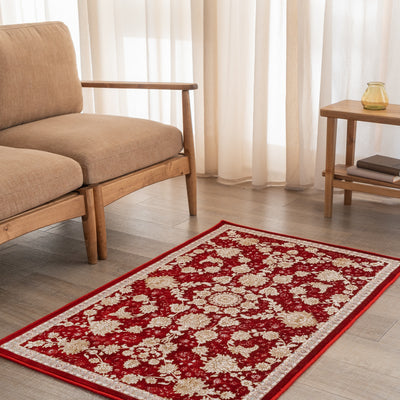ペルシャカーペット玄関マット　マールー柄　レッド色　75×120cm