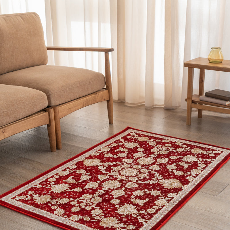 ペルシャカーペット玄関マット　マールー柄　レッド色　75×120cm