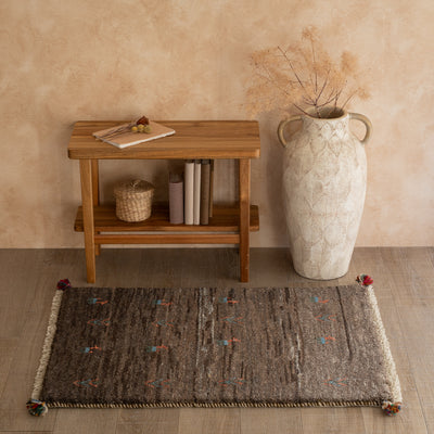 ギャッベ　ペルシャ手織り絨毯　玄関マット　63×89cm