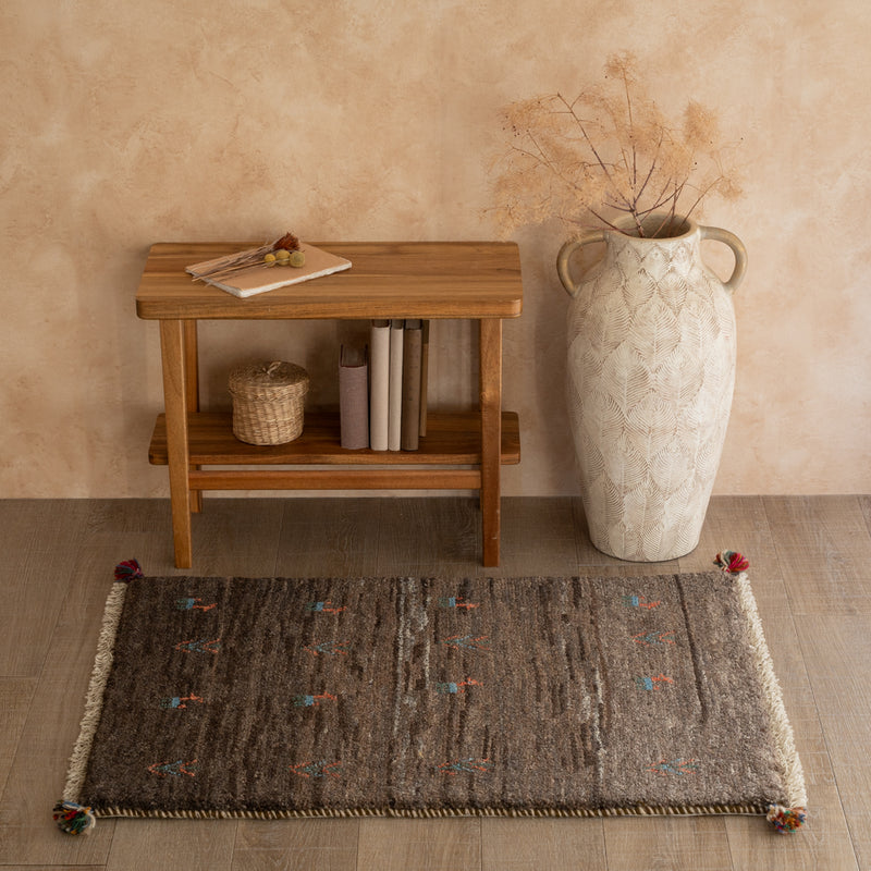 ギャッベ　ペルシャ手織り絨毯　玄関マット　63×89cm