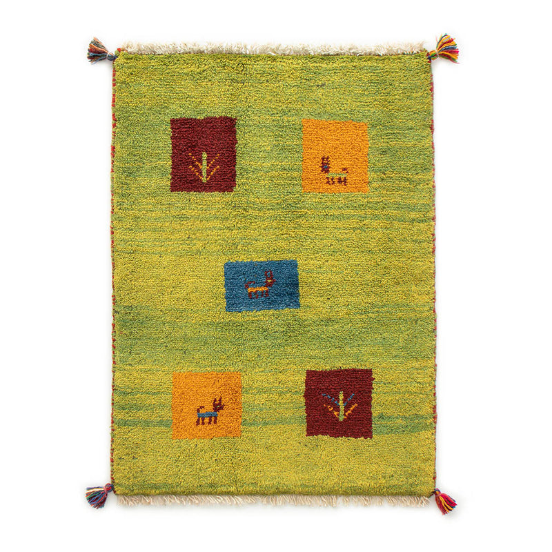ペルシャ手織りギャッベ　玄関マット他　約60×90cm