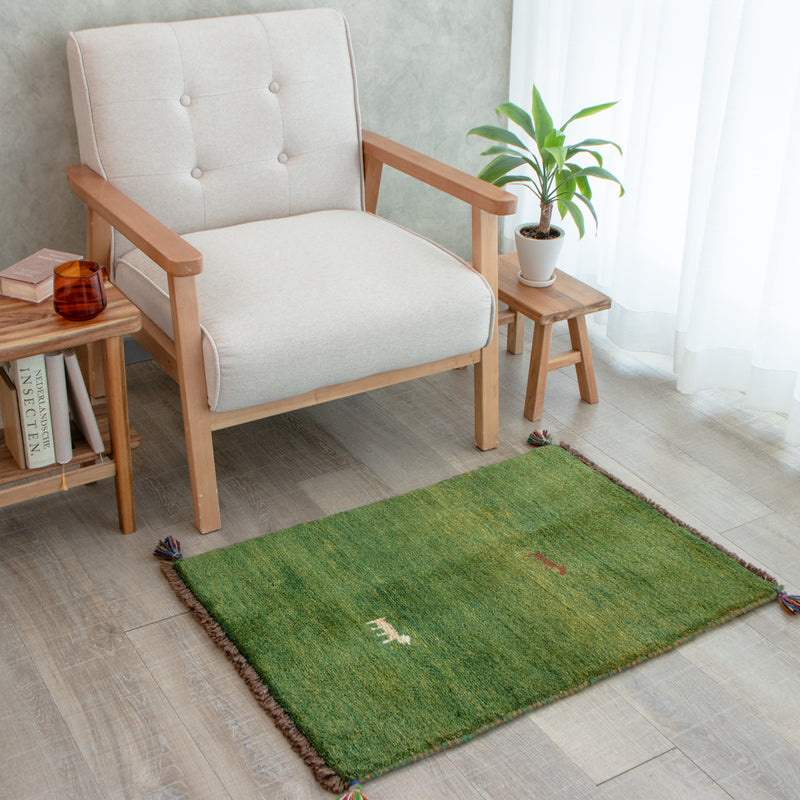 ペルシャ手織りギャッベ　玄関マット他　約60×90cm