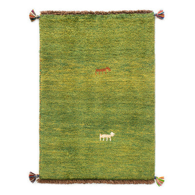 ペルシャ手織りギャッベ　玄関マット他　約60×90cm