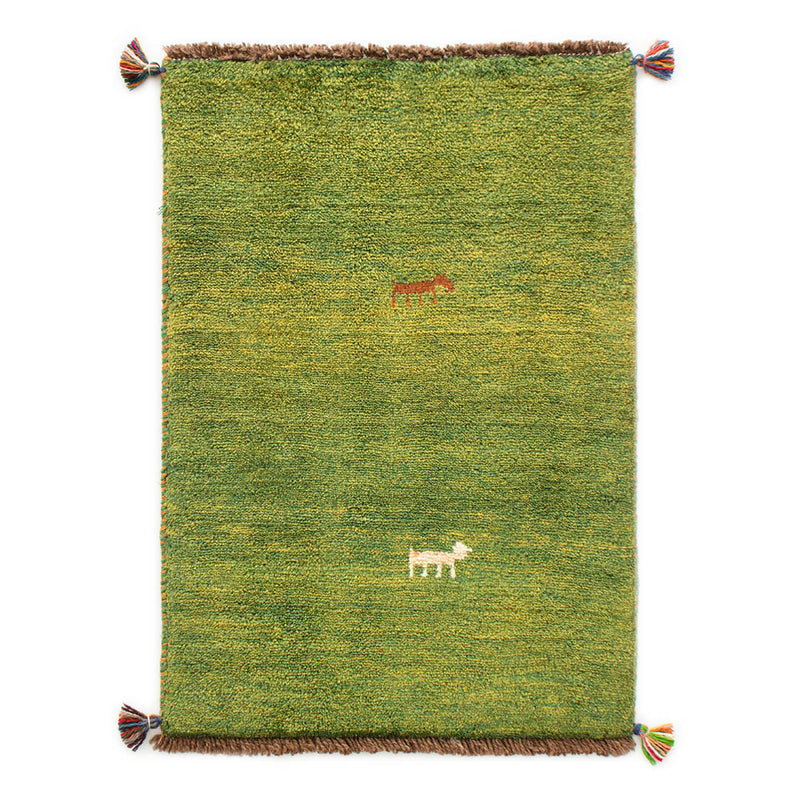 ペルシャ手織りギャッベ　玄関マット他　約60×90cm