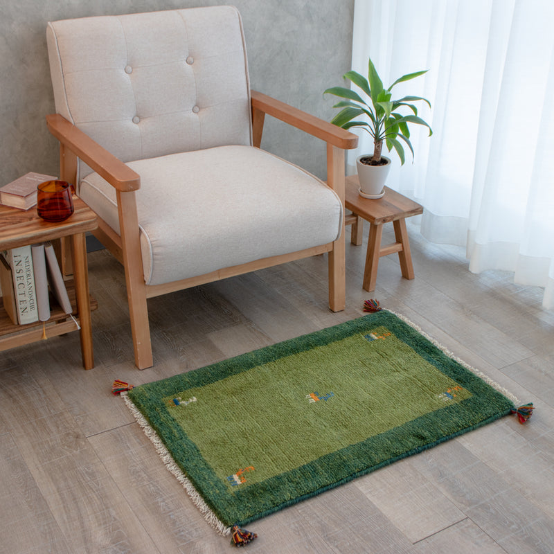 ペルシャ手織りギャッベ　玄関マット他　約60×90cm