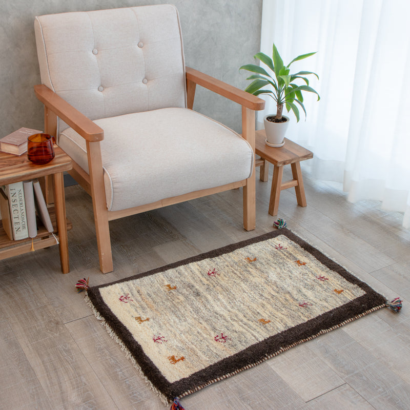 ペルシャ手織りギャッベ　玄関マット他　約60×90cm