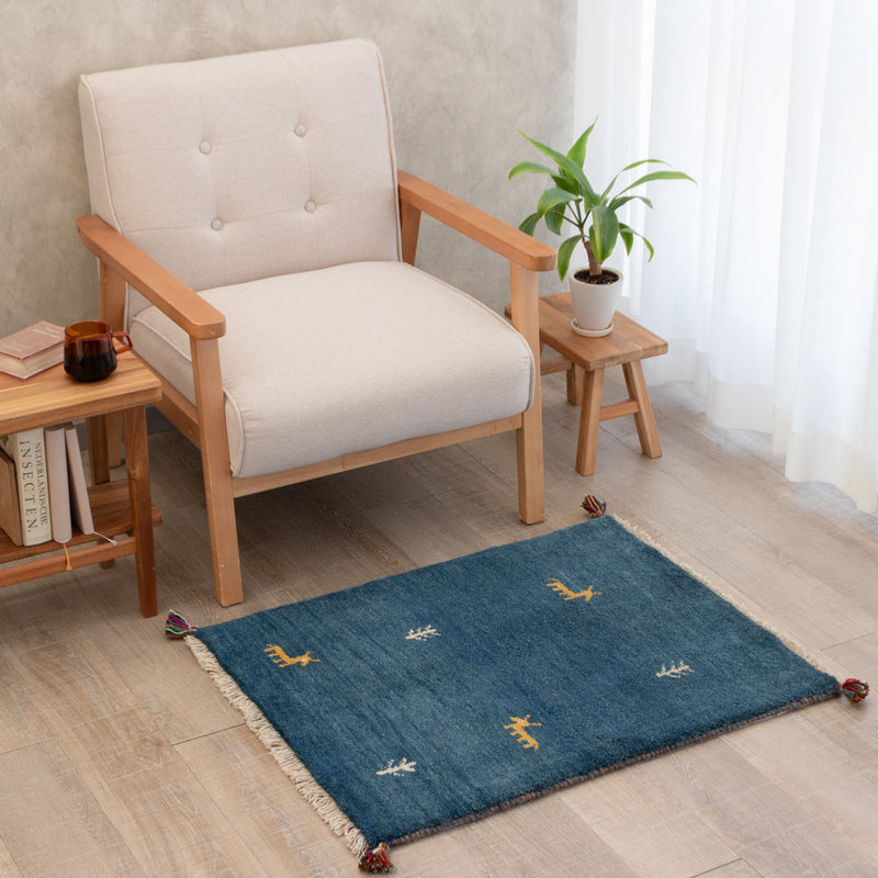 ペルシャ手織りギャッベ　玄関マット他　約60×90cm
