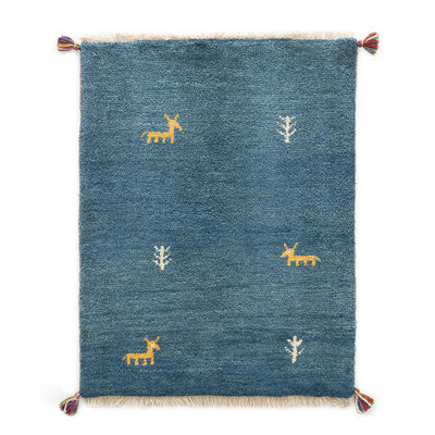 ペルシャ手織りギャッベ　玄関マット他　約60×90cm