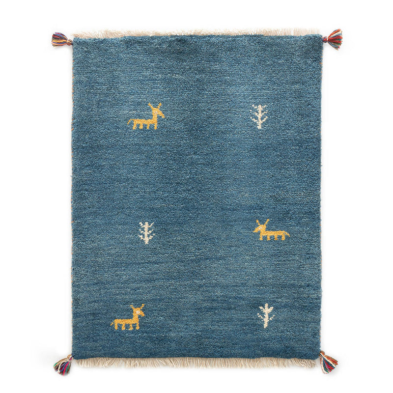 ペルシャ手織りギャッベ　玄関マット他　約60×90cm