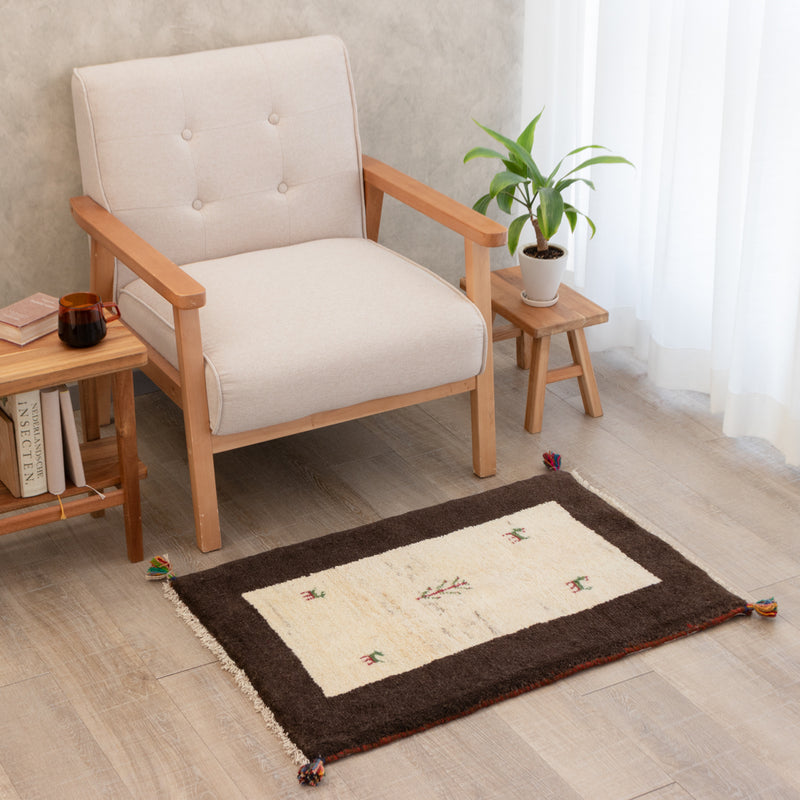 ペルシャ手織りギャッベ　玄関マット他　約60×90cm