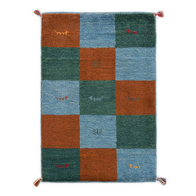 ペルシャ手織りギャッベ　玄関マット他　約60×90cm