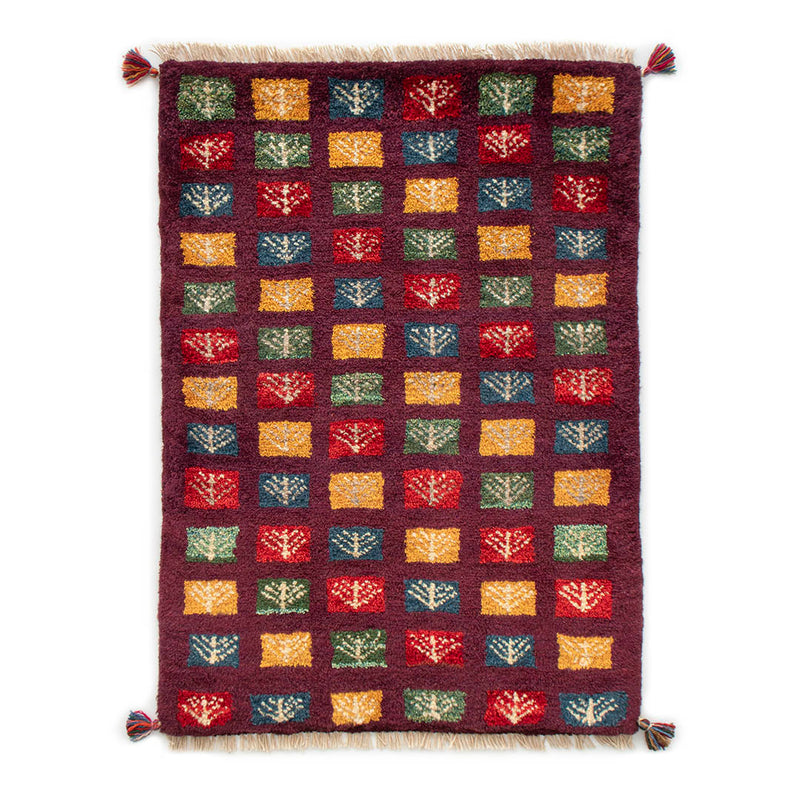 ペルシャ手織りギャッベ　玄関マット他　約60×90cm