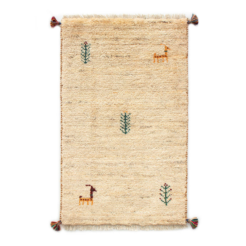 ペルシャ手織りギャッベ　玄関マット他　約60×90cm