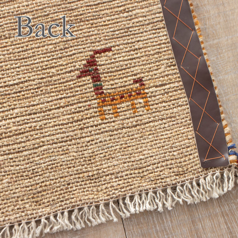 ペルシャ手織りギャッベ　玄関マット他　約60×90cm