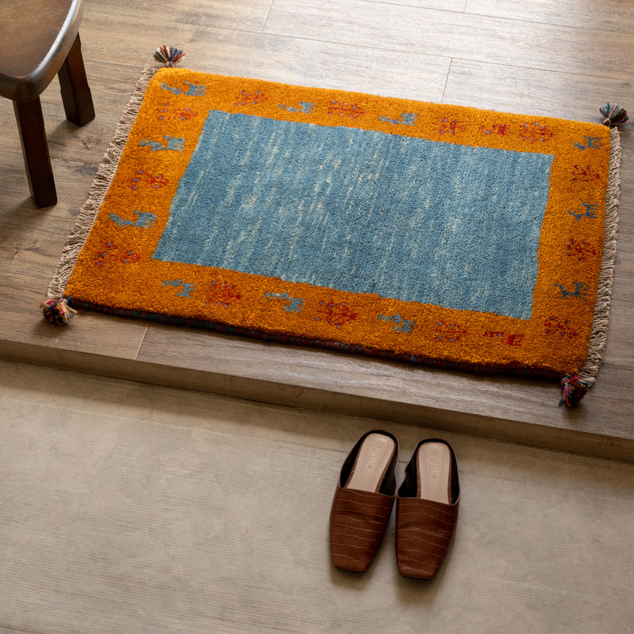 ギャッベ 88x66cm ペルシャ絨毯 手織り ギャベ 玄関マットラグ 絨毯 ML1899 ペルシャ手織りギャッベ 玄関マット他 – Persiadirect