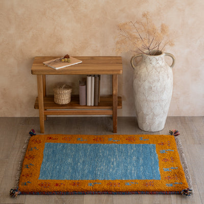 ギャッベ　ペルシャ手織り絨毯　玄関マット　65.5×90cm