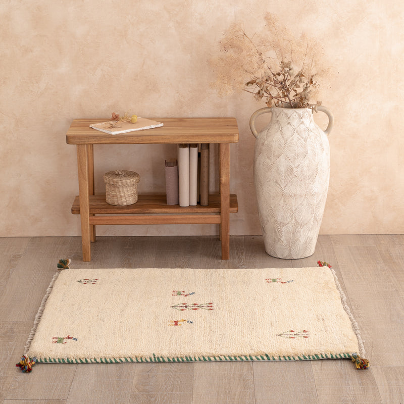 ペルシャ手織りギャッベ　玄関マット他　約60×90cm