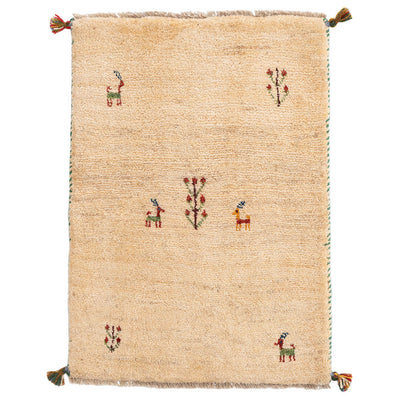 ペルシャ手織りギャッベ　玄関マット他　約60×90cm