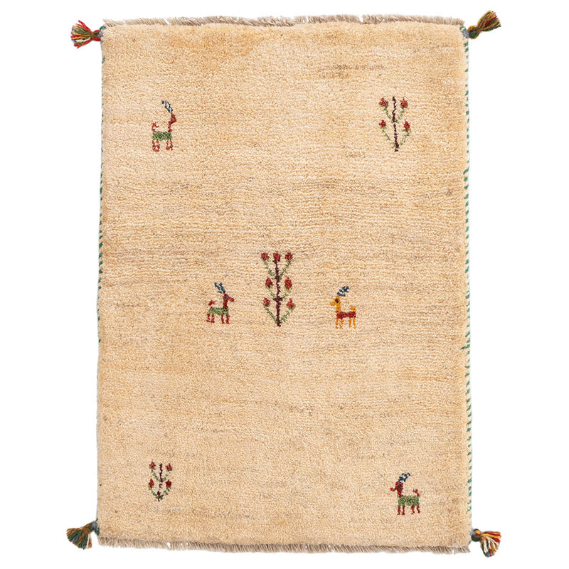 ペルシャ手織りギャッベ　玄関マット他　約60×90cm