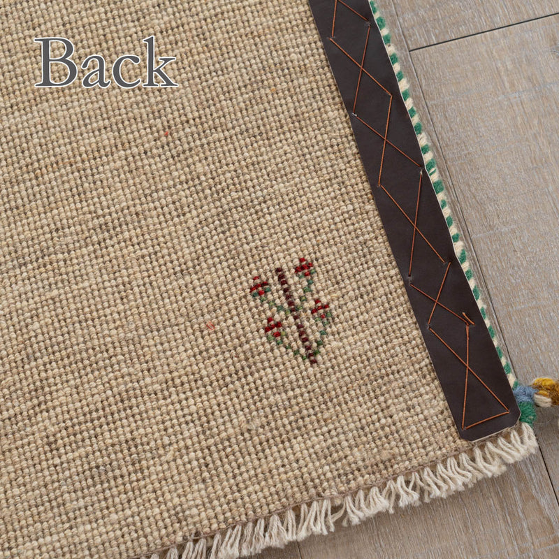 ペルシャ手織りギャッベ　玄関マット他　約60×90cm