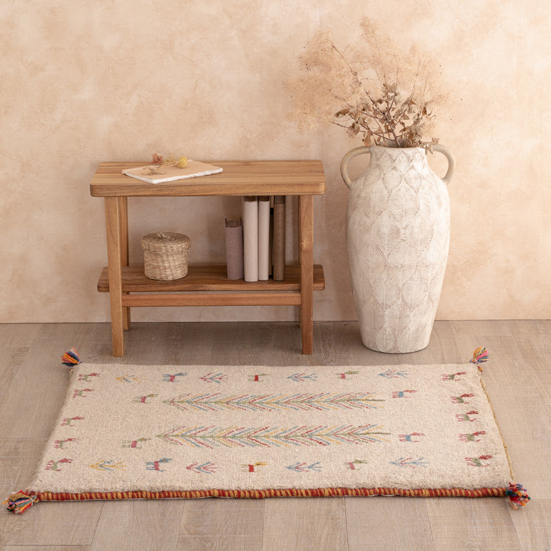 ペルシャ手織りギャッベ　玄関マット他　約60×90cm