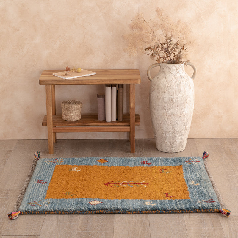 ペルシャ手織りギャッベ　玄関マット他　約60×90cm