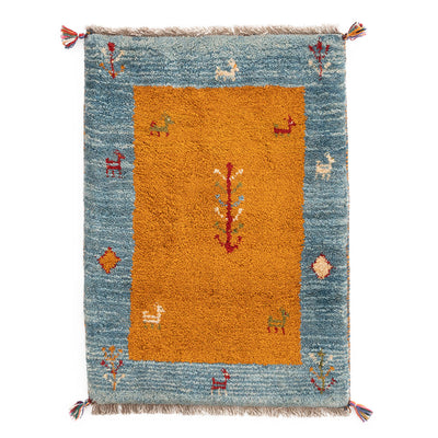 ペルシャ手織りギャッベ　玄関マット他　約60×90cm