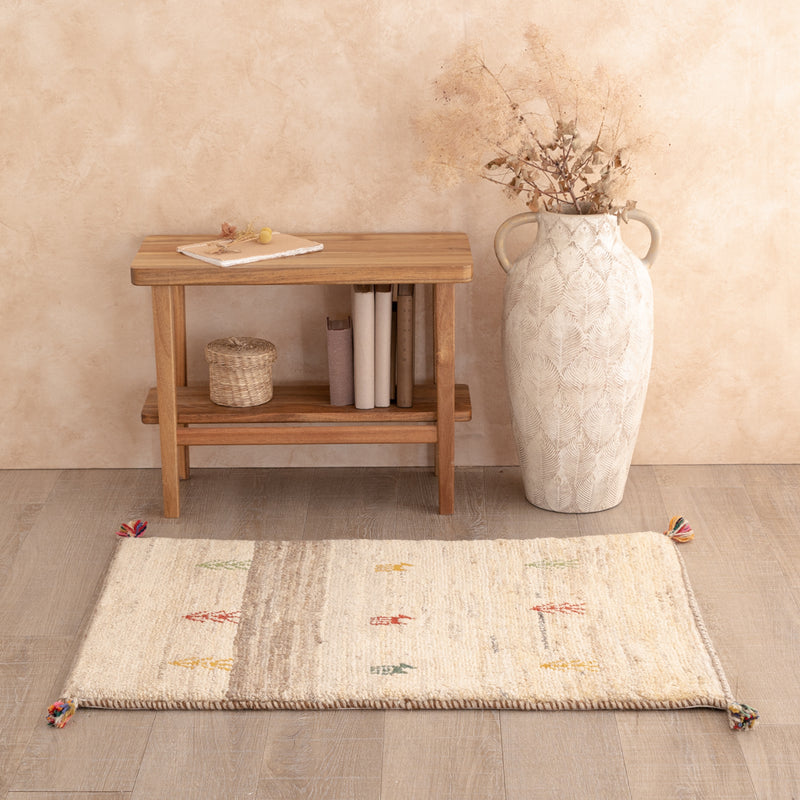 ペルシャ手織りギャッベ　玄関マット他　約60×90cm