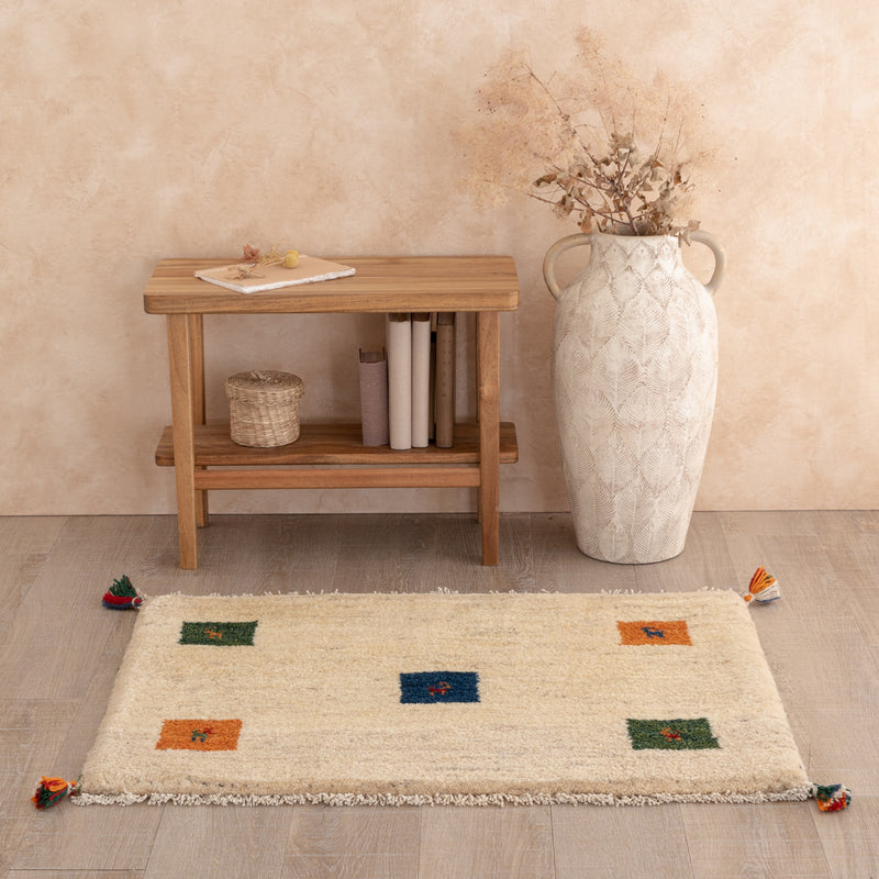 ペルシャ手織りギャッベ　玄関マット他　約60×90cm