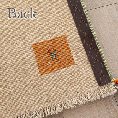 ペルシャ手織りギャッベ　玄関マット他　約60×90cm
