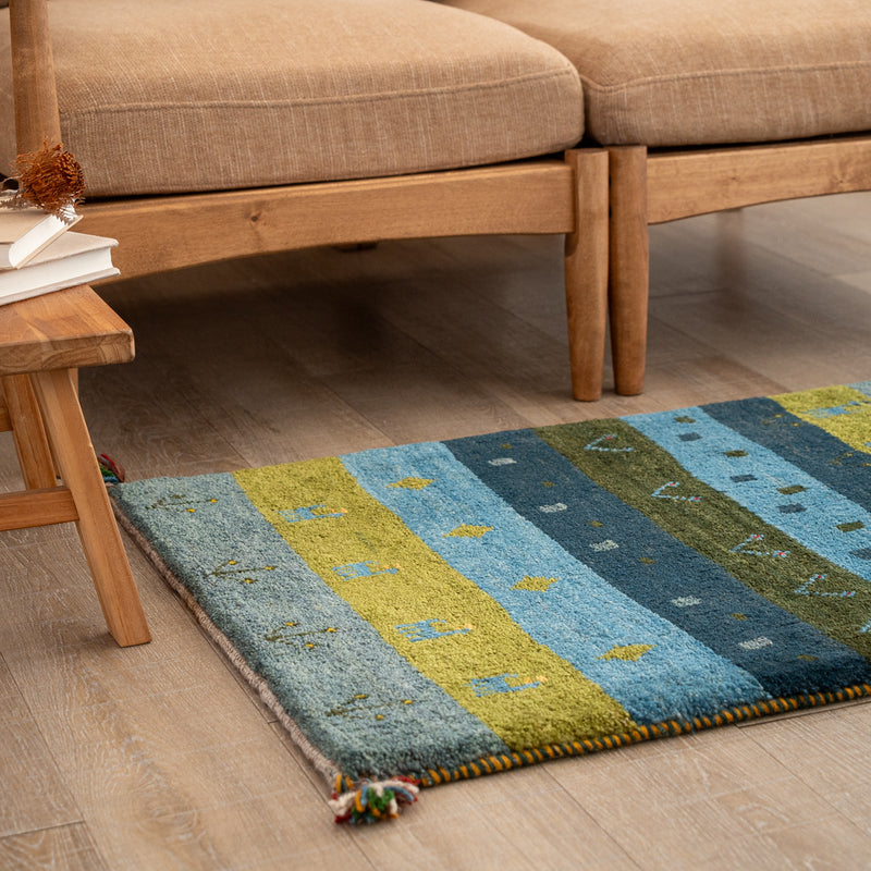 ギャッベ　ペルシャ手織り絨毯　玄関マット　61×91cm